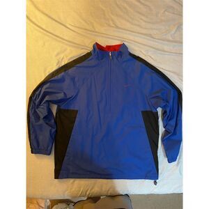 VintageNike Men's XL Blue shell, fleece lined Windbreaker Jacket Half-Zip Casual